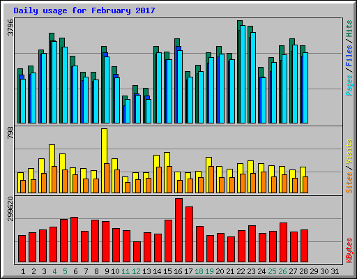 Daily usage for February 2017