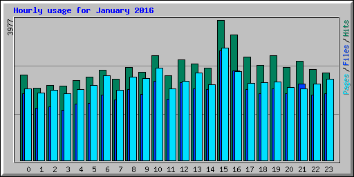 Hourly usage for January 2016