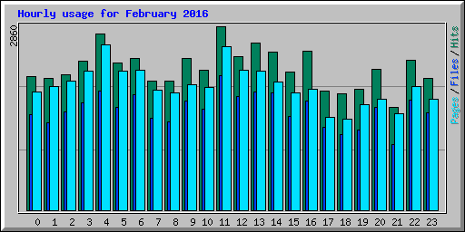 Hourly usage for February 2016