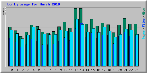 Hourly usage for March 2016